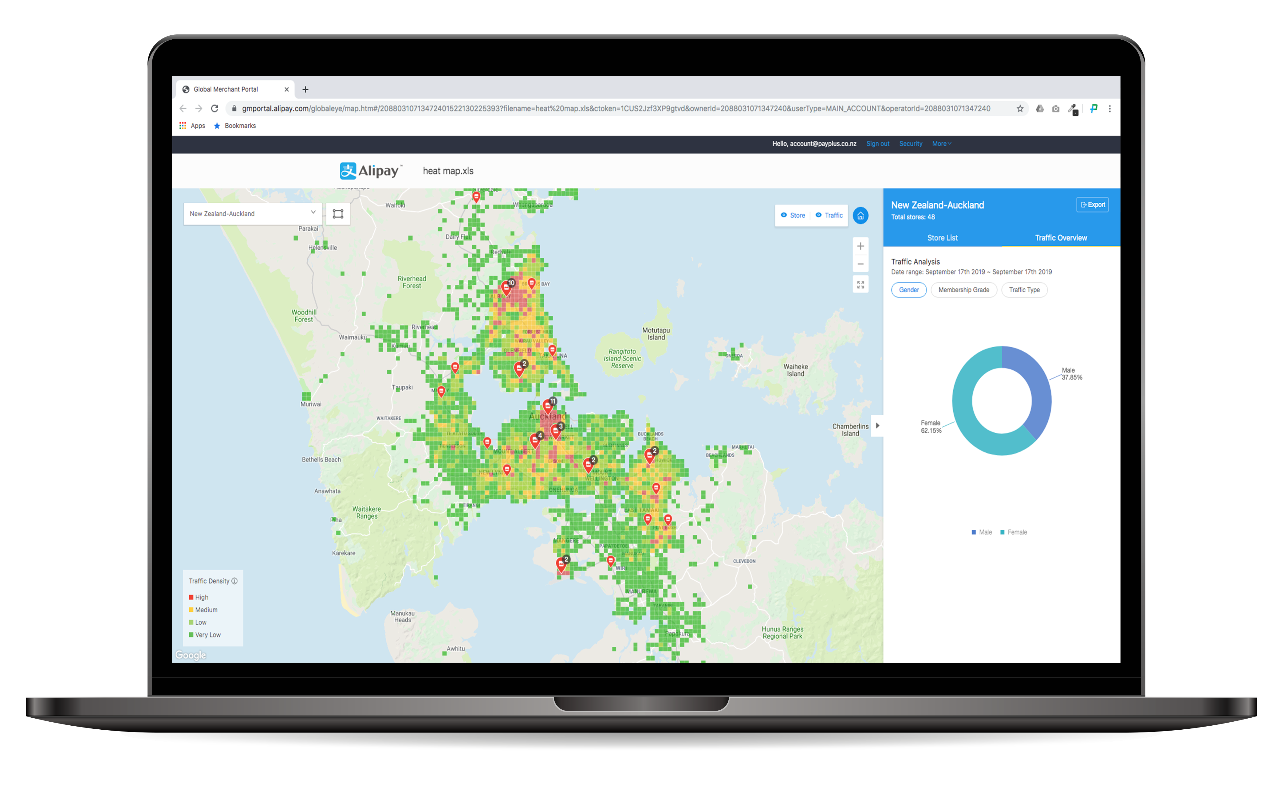 alipay heat map nz